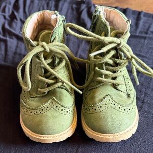 Kids Green Lace-Up Boots